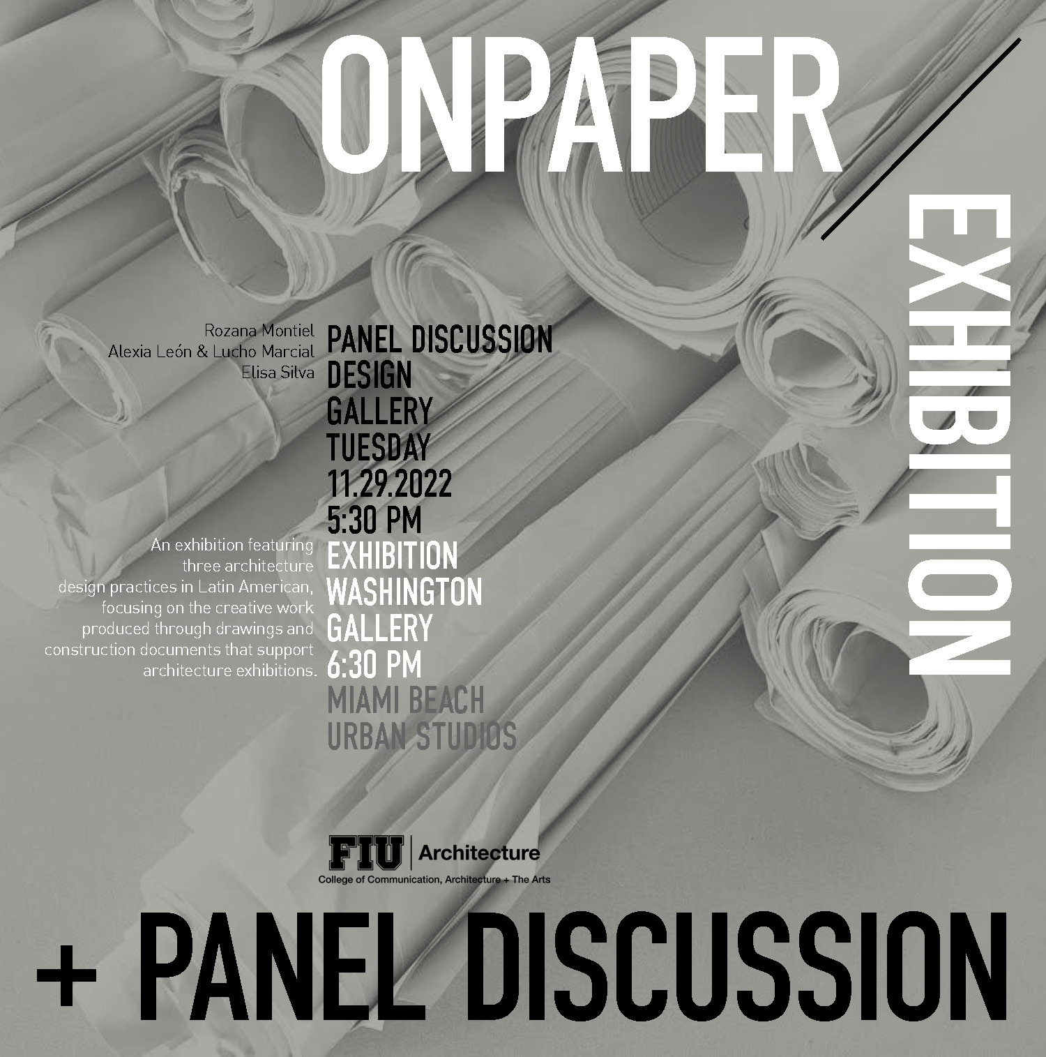 Exposición “ON PAPER” de Leon Marcial, Rozana Montiel y Enlace Arquitectura en el Washington Gallery FIU MBUS de Art Basel Miami 2022